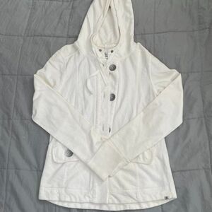 Women Prana Janelle White Hooded Jacket Medium